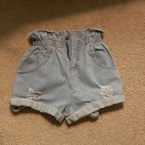paperbag denim shorts